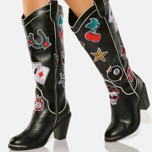 Dolls Kill "Life's a Gamble" Black Cowboy Boots